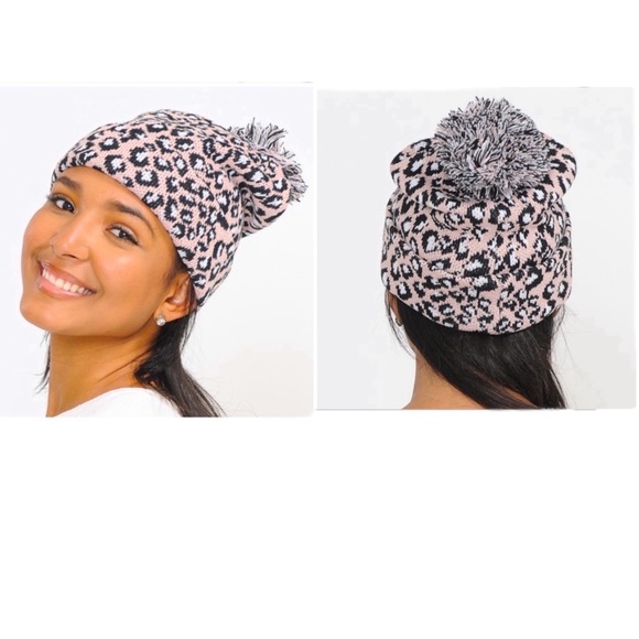 Pink Leopard Print Beanie NEW - Picture 2 of 3